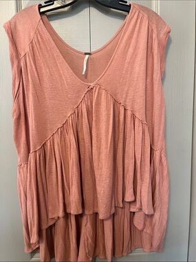 7/$20 Free People rose pink sleeveless tiered tunic